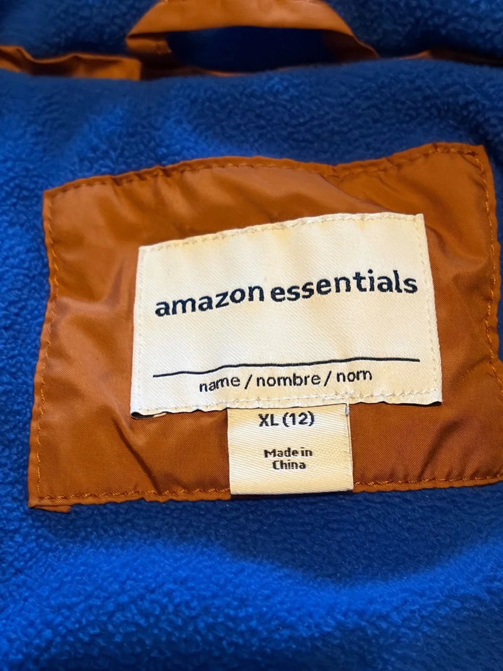Amazon Essentials Orange Puffer Vest with Blue Trim